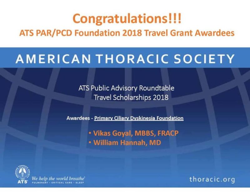 ATS PAR/PCD Foundation 2018 Travel Grant Awardees